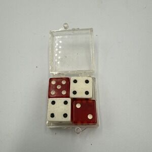 4 Vintage 1/2" Red & White Bakelite Dice ( 2 Regular) ( 1 All 5's) (1 2's & 6's)